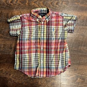Ralph Lauren 24m Plaid Cotton Button-down Short Sleeve Polo